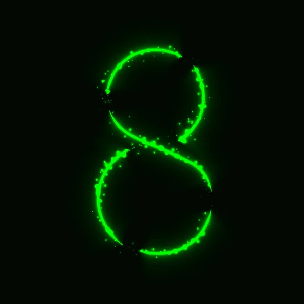 Number Symbol Green Lights Dark Background — Stock Vector