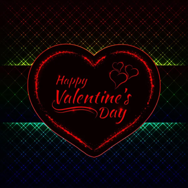 Feliz Día San Valentín Gradiente Luces Tarjeta Corazón Texto Luces — Vector de stock