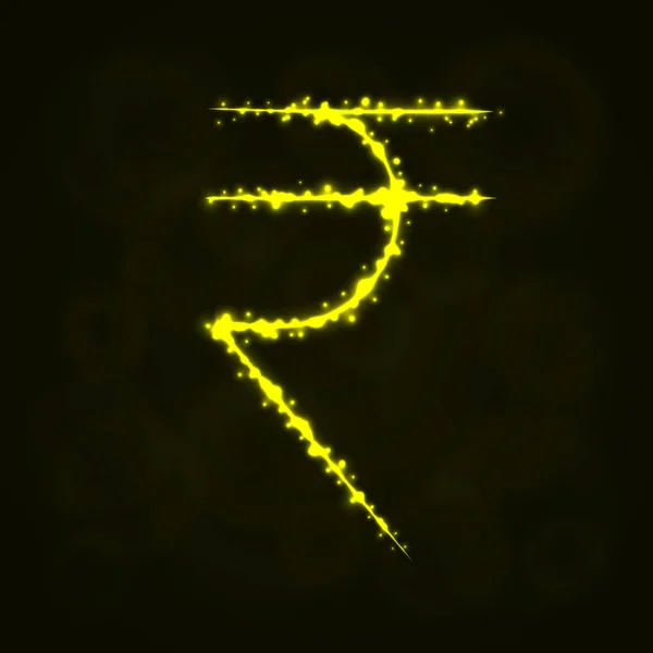Rupie Währungszeichen Illustration Symbol Lichter Silhouette Auf Dunklem Hintergrund Leuchtende — Stockvektor