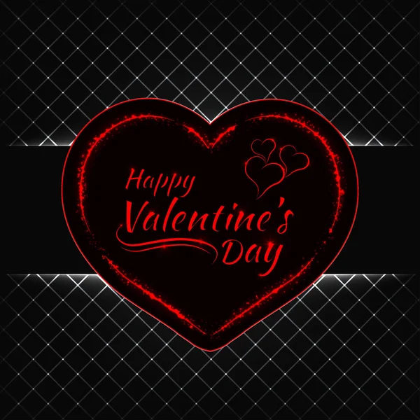 Feliz Día San Valentín Luces Blancas Tarjeta Corazón Rojo Diseño — Archivo Imágenes Vectoriales