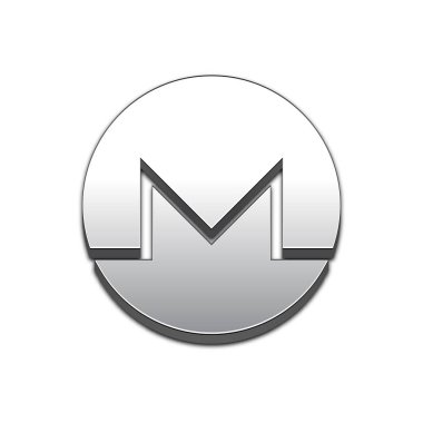 Gümüş monero sikke simge izole web vektör simgesi. Monero sikke trendy 3d stil vektör simgesi. Sembol illüstrasyon kaldırdı. Gümüş monero sikke Kripto para birimi işareti.