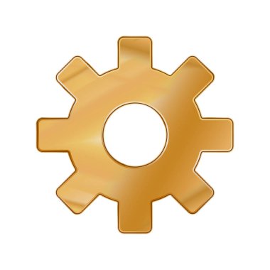 Altın dişli web simgesi izole vektör çizim