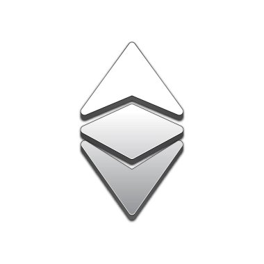 Gümüş ethereum klasik izole web vektör simgesi. Ethereum klasik trendy 3d stil vektör simgesi. Sembol illüstrasyon kaldırdı. Ethereum klasik simge vektör simgesi web sitesi tasarımı, internet, iş için.