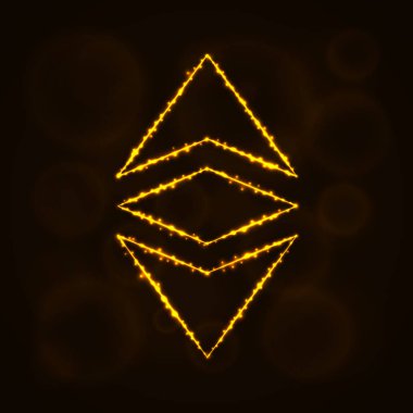 Ethereum klasik vektör simgesi. Web sitesi tasarımı, internet, grafik arayüzü, iş Ethereum klasik simgesi. Ethereum klasik illüstrasyon işareti, koyu arka plan üzerinde ışıklar siluet.