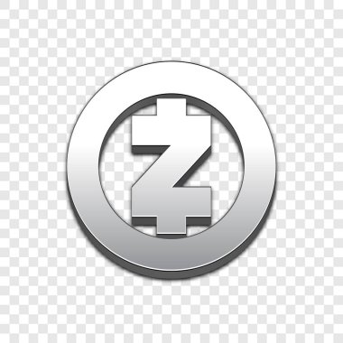 Zcash para sembol izole web vektör simgesi gümüş. Zcash para trendy 3d stil vektör simgesi. Sembol illüstrasyon kaldırdı. Gümüş Zcash sikke Kripto para birimi işareti.