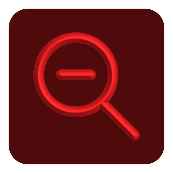 Linea Rossa Neon Zoom Out Icona Web Simbolo Progettazione Illustrazione — Vettoriale Stock