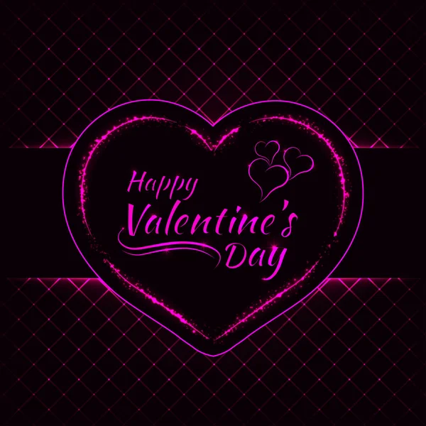 Happy Valentines Day Pink Lights Card Heart Text Lights Design — Stock Vector