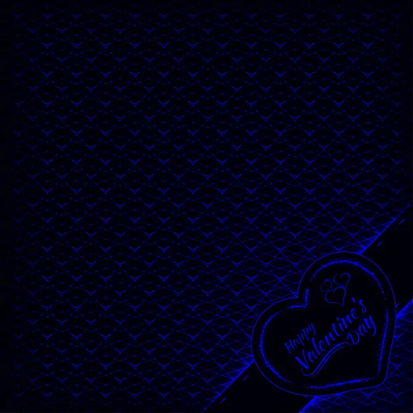 Joyeux Valentines Carte Lumières Bleues Coeur Texte Lumières Design Sur — Image vectorielle