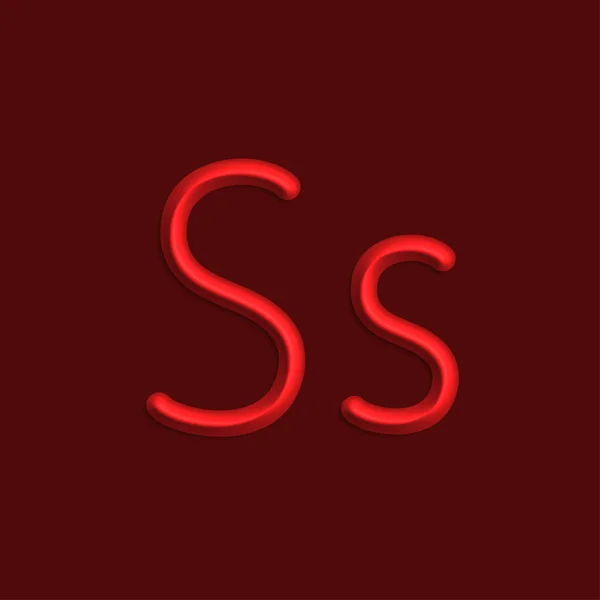 Alfabeto Letras Luces Color Rojo Línea Con Sombra Suave — Vector de stock