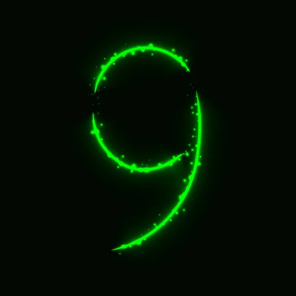 Number Symbol Green Lights Dark Background — Stock Vector