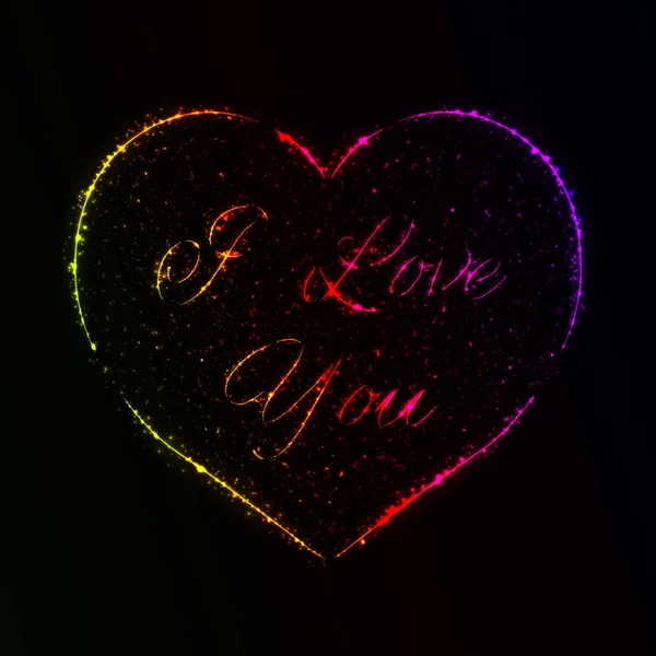 Love You Card Heart Gradient Lights — Stock Vector