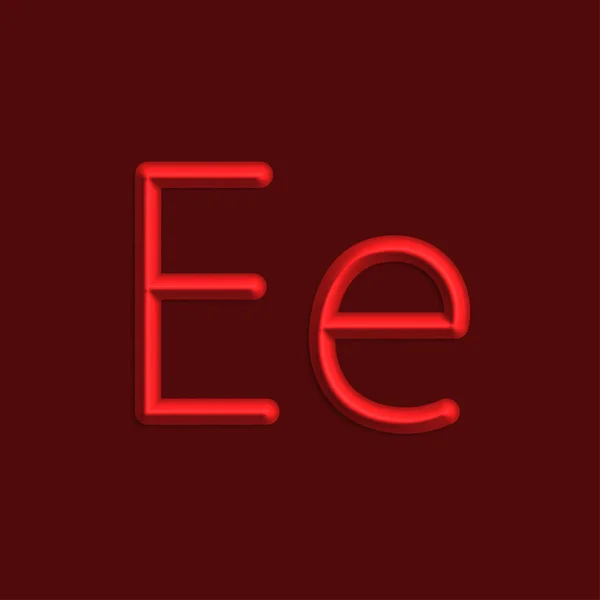 Alfabeto Letras Luces Color Rojo Línea Con Sombra Suave — Vector de stock