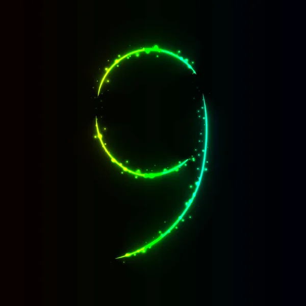 Number Symbol Gradient Lights Dark Background — Stock Vector