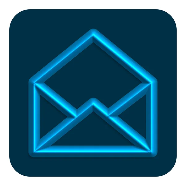 Blue Line Neon Open Mail Web Icon Símbolo Diseño Ilustración — Vector de stock