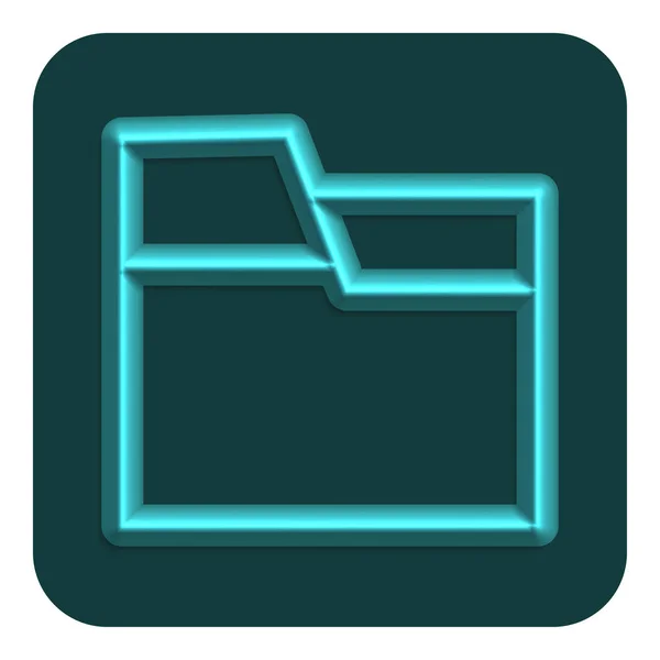 Cyan Line Neon Folder Web Icon Векторная Иллюстрация — стоковый вектор