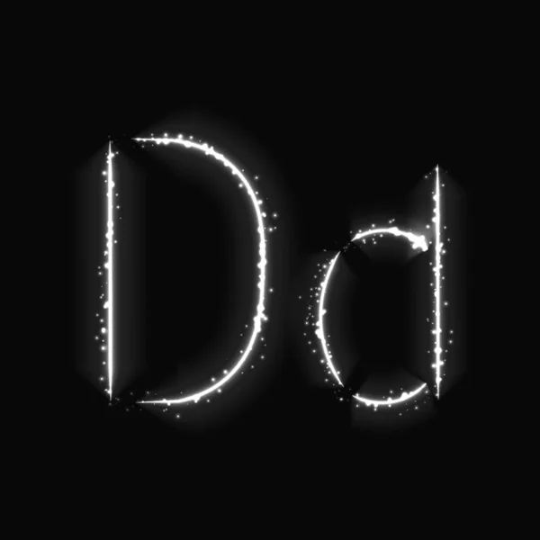 黑暗背景上的白色字母 灯字母 — 图库矢量图片