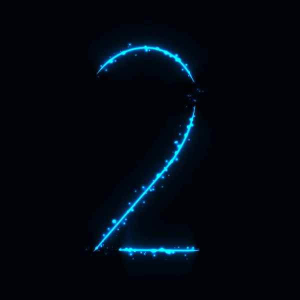 2蓝色灯的数字标志在黑暗的背景 — 图库矢量图片