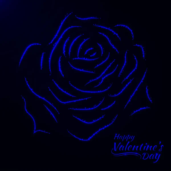 Valentines Day Abstract Rose Card Blue Lights Design — Stock Vector