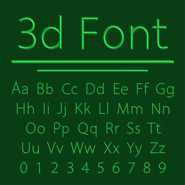 体积字体 带阴影的绿色3D 行字母 矢量插图 浮雕管字母 — 图库矢量图片