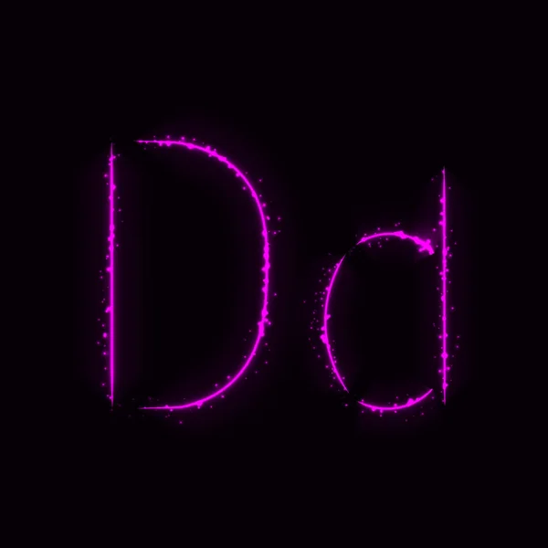 紫色字母 字母的灯在黑暗的背景 — 图库矢量图片
