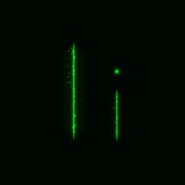 Alfabeto Verde Lettere Luci Sfondo Scuro — Vettoriale Stock