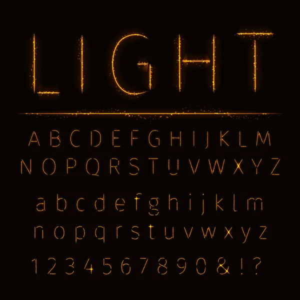 体积字体 黄金3D 线字母与阴影 矢量插图 浮雕管字母 — 图库矢量图片