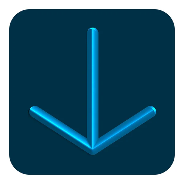 Blauwe Lijn Dun Neon Pijl Omlaag Web Icon Vector Illustratie — Stockvector
