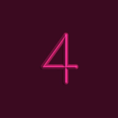 pembe renkli ışıklar 4 sayı, pürüzsüz gölge ile 3d çizgi