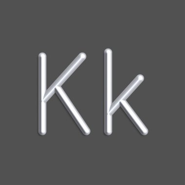 Alfabe K harfleri gri renkli ışıklar, pürüzsüz gölge ile 3d çizgi