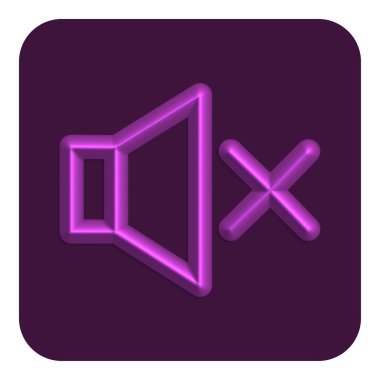 Menekşe satırı Neon sessiz Web simgesi, vektör çizim tasarım sembolü