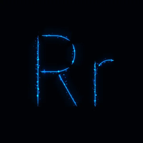 蓝色字母 字母的光在黑暗的背景 — 图库矢量图片