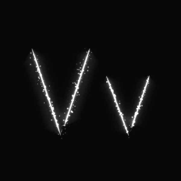 白の暗い背景のライトのアルファベット — ストックベクタ