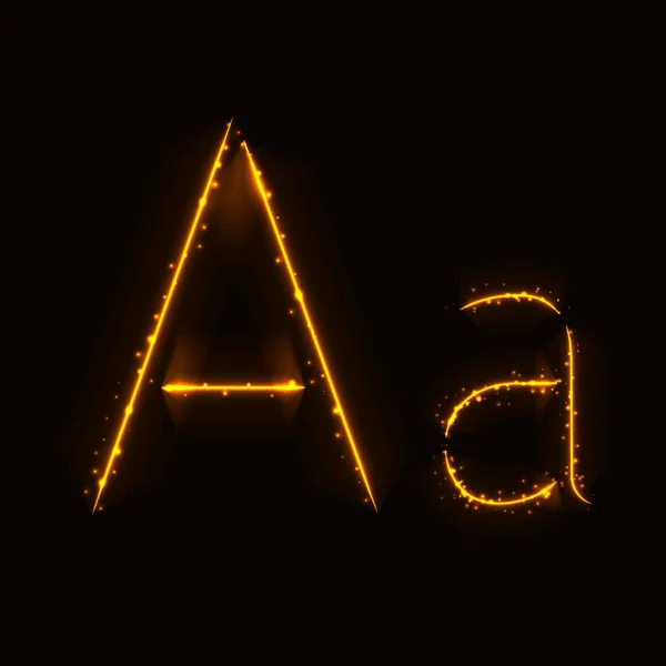 Alphabet Lettres Lumières Sur Fond Sombre — Image vectorielle