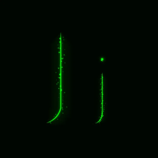 Alphabet Vert Lettres Lumières Sur Fond Sombre — Image vectorielle