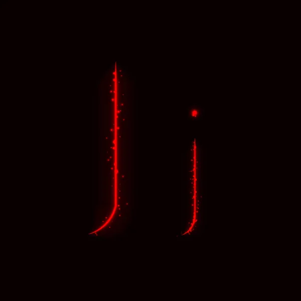 Rotes Alphabet Buchstaben Von Lichtern Auf Dunklem Hintergrund — Stockvektor