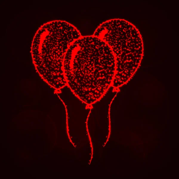 Balóny Obrázek Ikony Červená Barva Světla Silueta Tmavém Pozadí Zářící — Stockový vektor