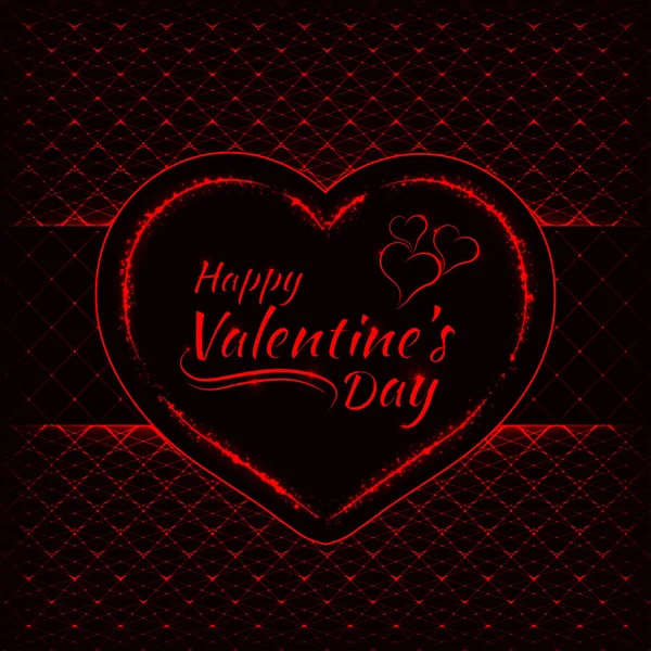 Feliz Día San Valentín Luces Rojas Tarjeta Corazón Texto Luces — Vector de stock