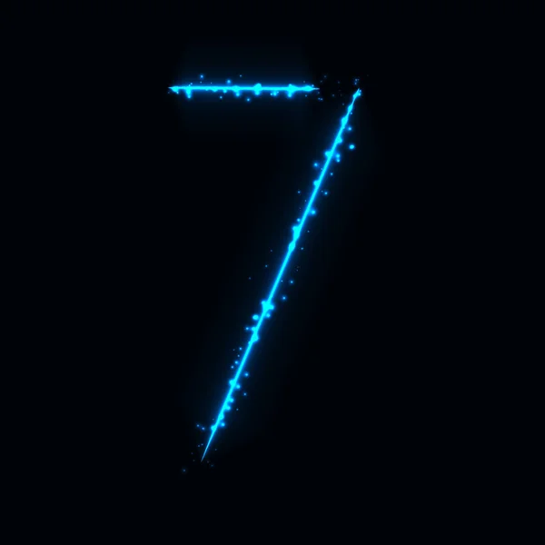 7蓝色灯的数字标志在黑暗的背景 — 图库矢量图片