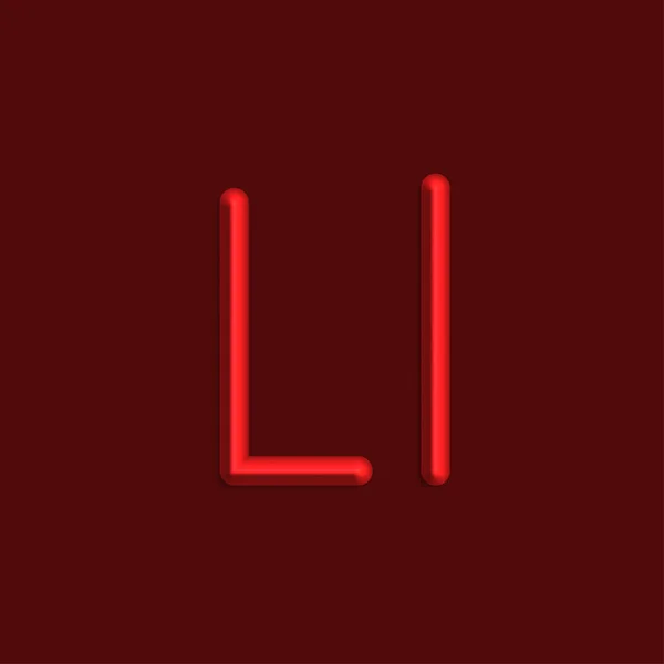 Alfabeto Letras Luces Color Rojo Línea Con Sombra Suave — Vector de stock