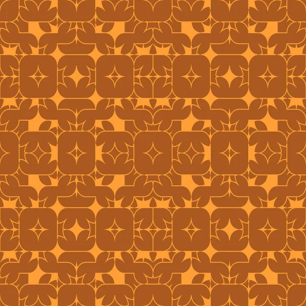 濃いオレンジの背景にオレンジ抽象的な幾何学的なシームレス パターン — ストックベクタ