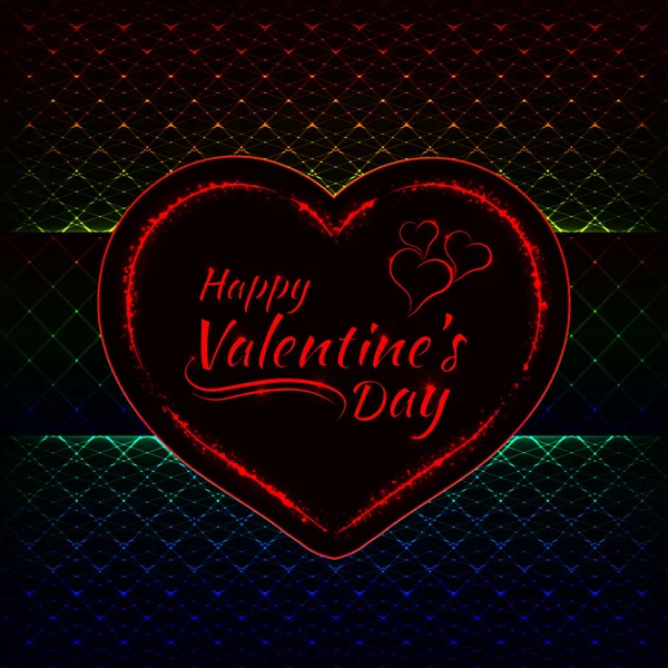 Happy Valentines Carte Gradient Lumières Coeur Rouge Texte Lumières Conception — Image vectorielle