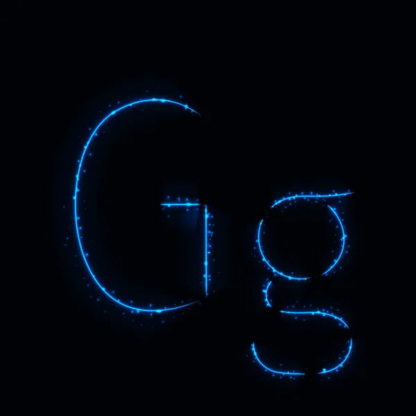 Alphabet Bleu Lettres Lumières Sur Fond Sombre — Image vectorielle