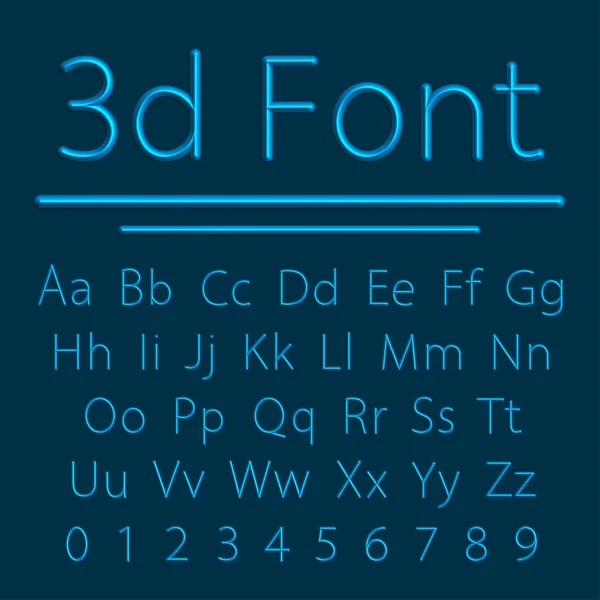 Font Volumetrico Blu Line Letter Shadow Illustrazione Vettoriale Alfabeto Tubo — Vettoriale Stock