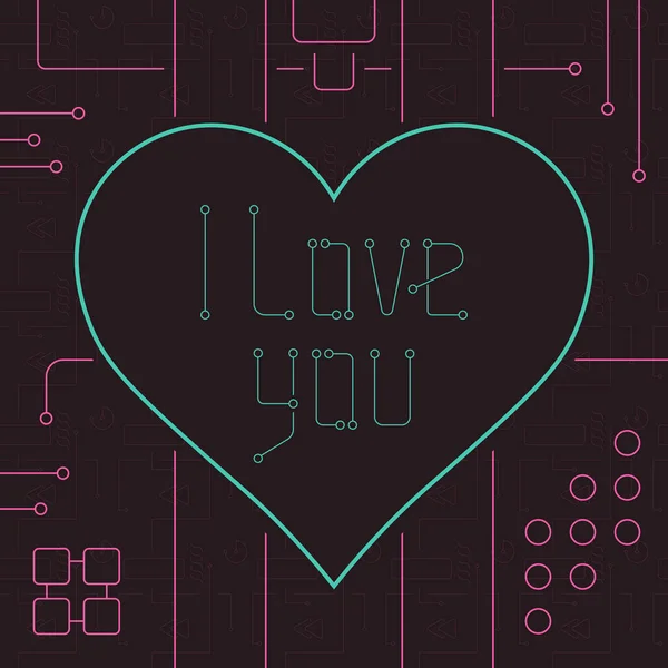 Tarjeta Felicitación Love You Day Líneas Geometría Estilo Art Techno — Archivo Imágenes Vectoriales