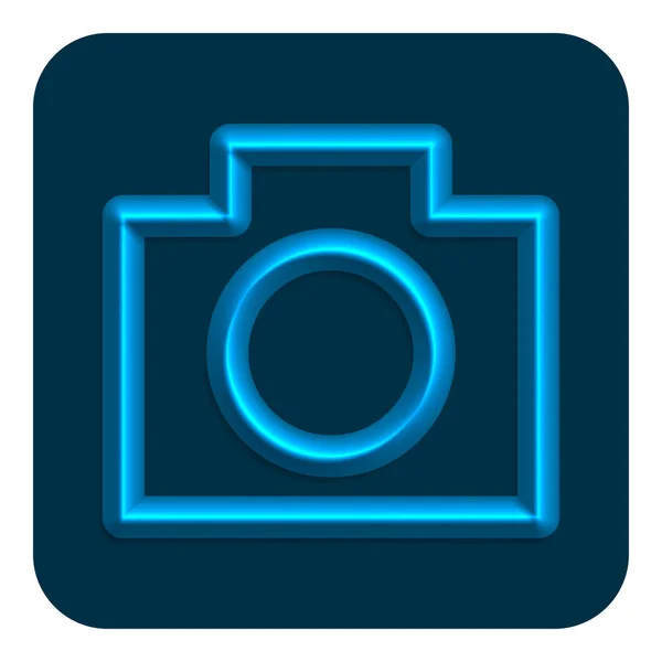 蓝线霓虹灯相机网页图标 矢量插图设计符号 — 图库矢量图片