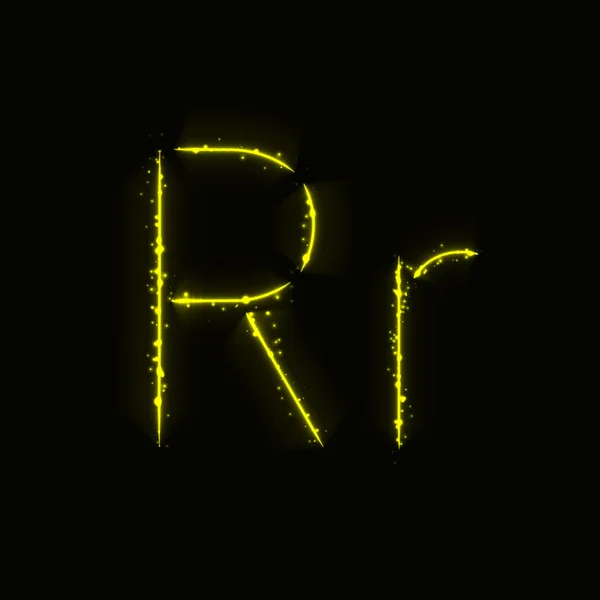 黑色背景上的黄色字母 灯字母 — 图库矢量图片