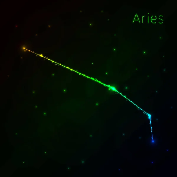 Aries Illustrazione Icona Gradiente Luci Silhouette Sfondo Scuro Linee Punti — Vettoriale Stock