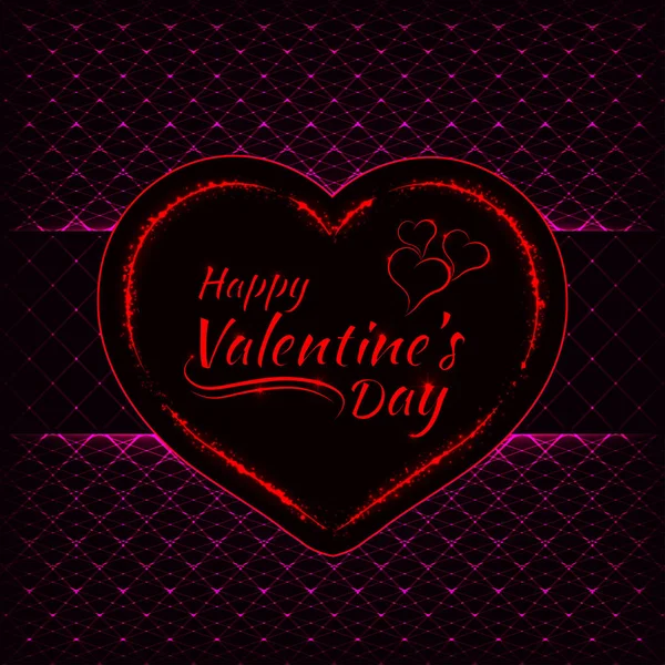 Feliz Día San Valentín Luces Rosa Tarjeta Corazón Rojo Luces — Vector de stock