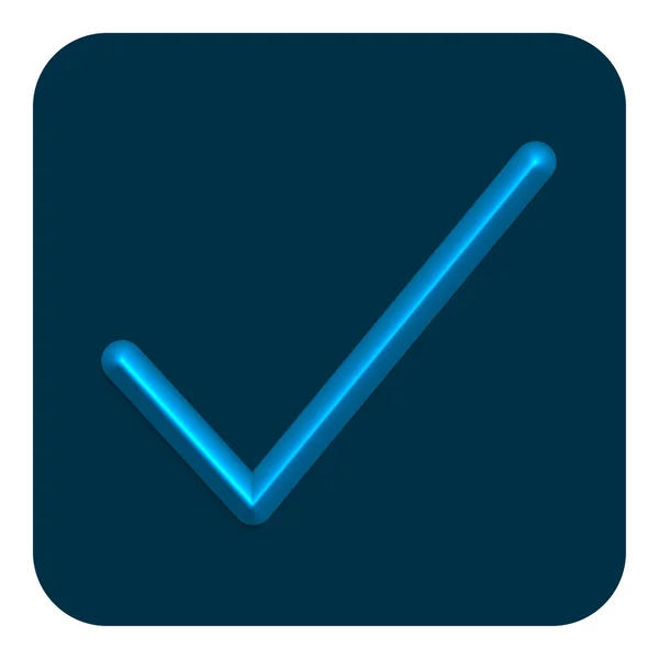 Blauwe Lijn Neon Checkmark Web Icon Vector Illustratie Design Symbool — Stockvector