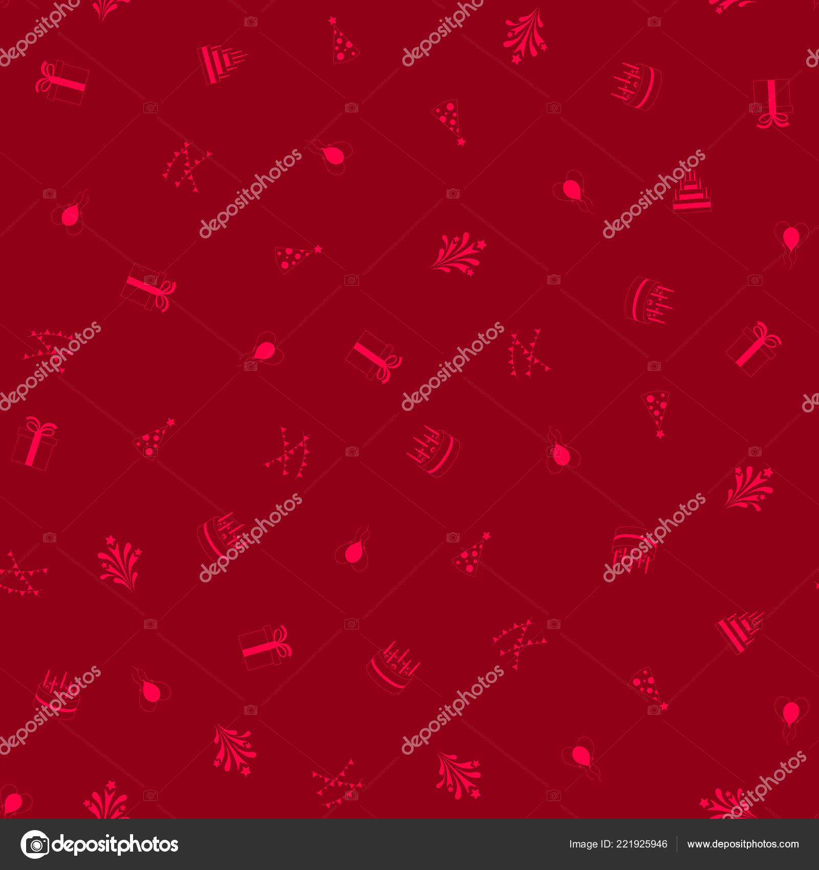 Drawings For Birthday Happy Birthday Freehand Drawings Seamless Pattern Red Background Hand Drawn Stock Vector C Inventoris 221925946